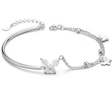 Redcheng Butterfly Crystal Double Layer Chain Bracelet For Women