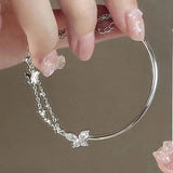 Redcheng Butterfly Crystal Double Layer Chain Bracelet For Women
