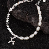 Irregular Pearl Beaded Bracelet with Dog Dangle