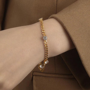 European Zircon Titanium Steel Bracelet for Women