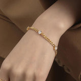 European Zircon Titanium Steel Bracelet for Women