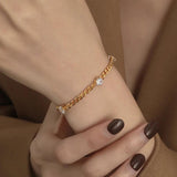 European Zircon Titanium Steel Bracelet for Women