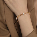 European Zircon Titanium Steel Bracelet for Women