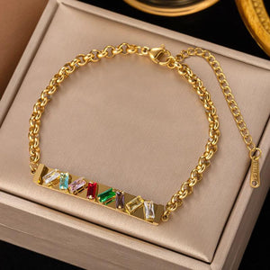 316L Stainless Steel Square Cube Charm Bracelet For Women Girls