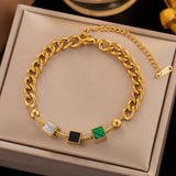 316L Stainless Steel Square Cube Charm Bracelet For Women Girls
