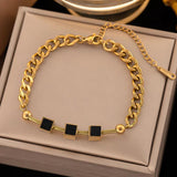 316L Stainless Steel Square Cube Charm Bracelet For Women Girls