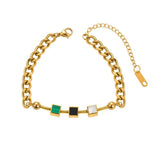 316L Stainless Steel Square Cube Charm Bracelet For Women Girls