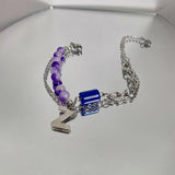 Double Titanium Bracelet Women Letter Pendant Bangles Silver