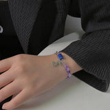 Double Titanium Bracelet Women Letter Pendant Bangles Silver