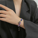 Double Titanium Bracelet Women Letter Pendant Bangles Silver