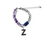 Double Titanium Bracelet Women Letter Pendant Bangles Silver