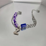 Double Titanium Bracelet Women Letter Pendant Bangles Silver