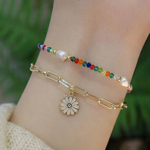 Foxanry Multicolor Bead Chain Bracelets for Women