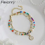 Foxanry Multicolor Bead Chain Bracelets for Women