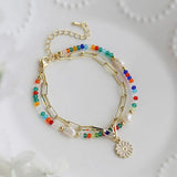 Foxanry Multicolor Bead Chain Bracelets for Women