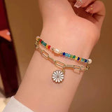 Foxanry Multicolor Bead Chain Bracelets for Women
