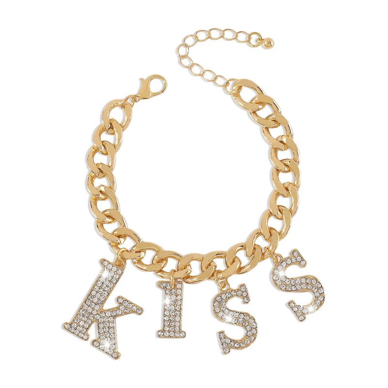 Women Hip-hop Rhinestone Kiss Bracelet Chain Party Jewelry