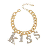Women Hip-hop Rhinestone Kiss Bracelet Chain Party Jewelry