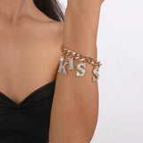 Women Hip-hop Rhinestone Kiss Bracelet Chain Party Jewelry