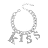Women Hip-hop Rhinestone Kiss Bracelet Chain Party Jewelry