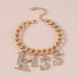 Women Hip-hop Rhinestone Kiss Bracelet Chain Party Jewelry