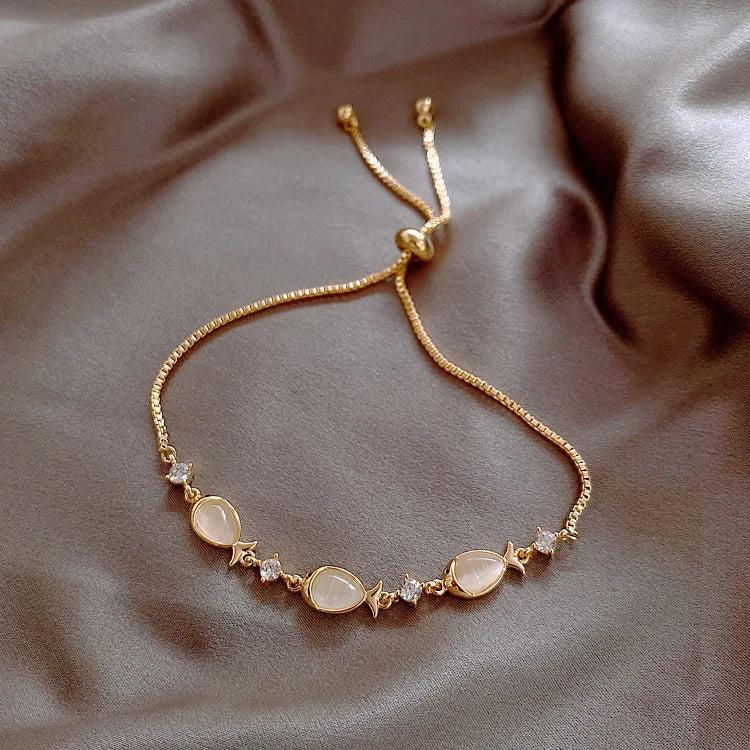 Cat's Eye Stone Fish Bracelet Women's Jewelry