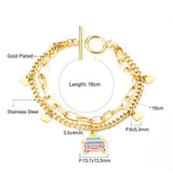 Stainless Steel Bus Pendants Double Chain Bracelets