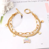 Stainless Steel Bus Pendants Double Chain Bracelets