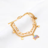 Stainless Steel Bus Pendants Double Chain Bracelets