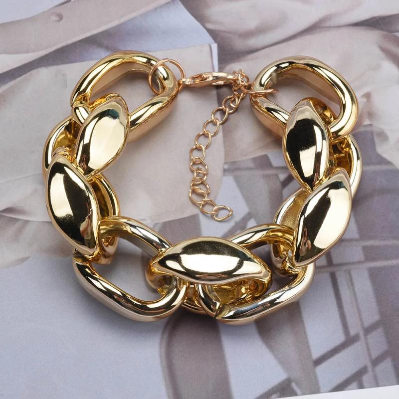 Hollow Link Chain Bracelets for Women with Big Thick Metal Charms