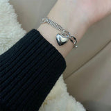 Silver Love Buckle Bracelet for Women, Sweet Birthday Jewelry