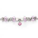 Summer Love Charm Bracelet Pink Crystal Rose Pendant Large Hole Jewelry