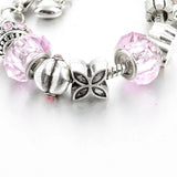 Summer Love Charm Bracelet Pink Crystal Rose Pendant Large Hole Jewelry