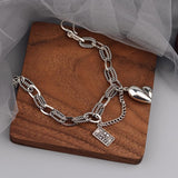 Vintage Heart Pendant Bracelet for Women, Party Jewelry