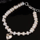 Mewanry Pearl Beaded Bracelet Vintage Love Heart Pendant