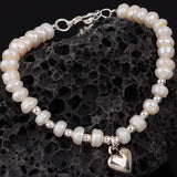 Mewanry Pearl Beaded Bracelet Vintage Love Heart Pendant