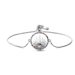 T Shape CZ Stone Pave Setting Bracelet Round Charm Bracelet For Women 