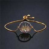 T Shape CZ Stone Pave Setting Bracelet Round Charm Bracelet For Women 