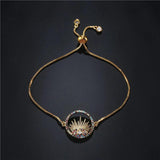 T Shape CZ Stone Pave Setting Bracelet Round Charm Bracelet For Women 