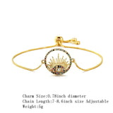 T Shape CZ Stone Pave Setting Bracelet Round Charm Bracelet For Women 
