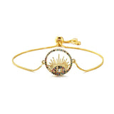 T Shape CZ Stone Pave Setting Bracelet Round Charm Bracelet For Women 