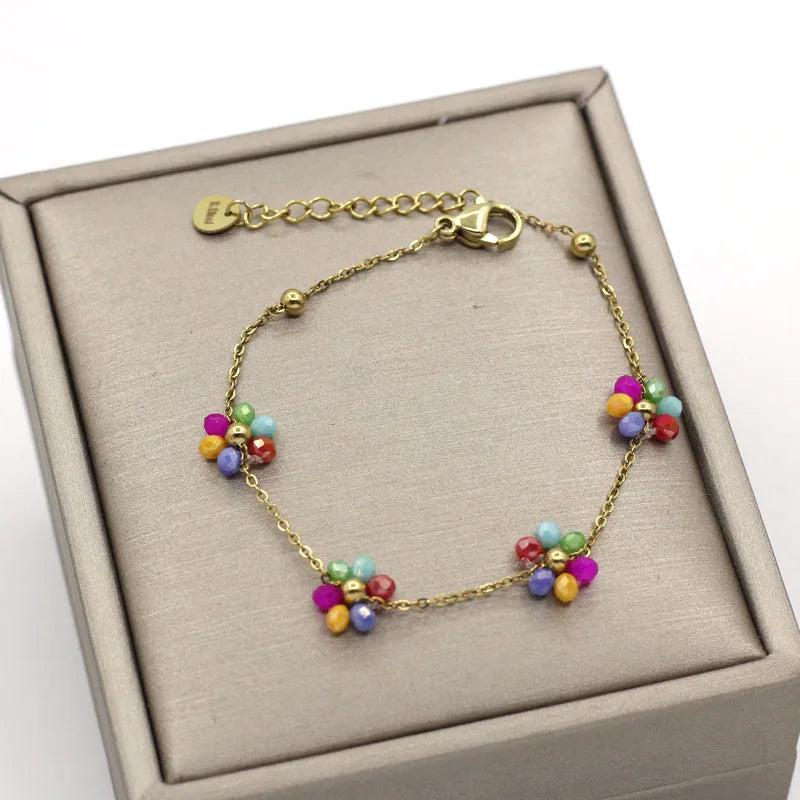 Crystal Flower Bracelet Gold-Plated Chain Allergy Protection