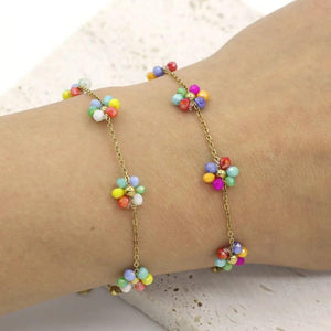 Crystal Flower Bracelet Gold-Plated Chain Allergy Protection