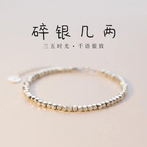 Silver Irregular Beads Bracelet Zircon Bride Jewelry