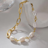 Freshwater Pearl Stainless Steel Chain Bracelet Bangle Women