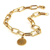 Wide Stainless Steel Chain Bracelet for Women, Charm Cuff Wristband Jewelry