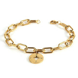 Wide Stainless Steel Chain Bracelet for Women, Charm Cuff Wristband Jewelry