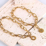 Wide Stainless Steel Chain Bracelet for Women, Charm Cuff Wristband Jewelry