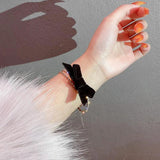 Korea Velvet Bow Flash Rhinestone Double Bracelet Net Red Female