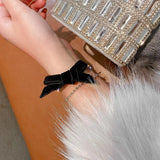 Korea Velvet Bow Flash Rhinestone Double Bracelet Net Red Female